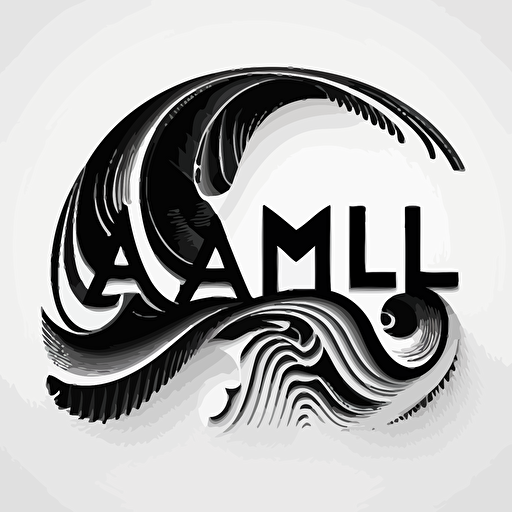 a wave, letters "AI", logo style, vector, black on white, flat, stencil