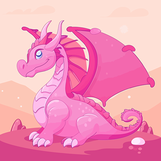 pink dragon cartoon style, vector