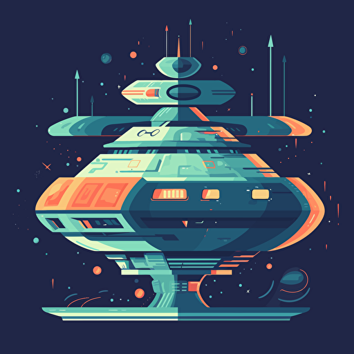 simplistic space ship flat vector illustration