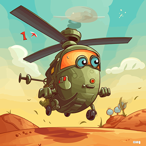 gaming cartoon style, soldier holding AT launcher jumping out of the helicopter "MH little Bird", vector art
