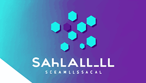 abstract vector minimalist logo , shadecell style for a machine learning and ai company, cyan and purple with white background