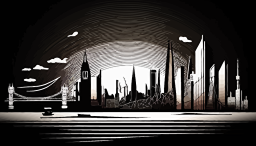 skyline of london as line vector art