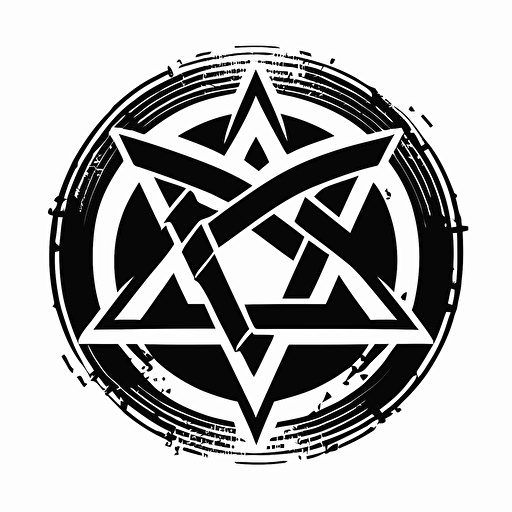 iconic logo of the symbol of harmony, retro pictorial, black vector on a white background