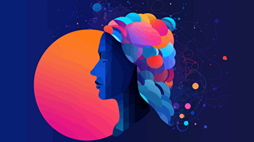 On the planet, AI helps humans learn knowledge, flat, vector, blue purple orange gradient, by Ivan Chermayeff,