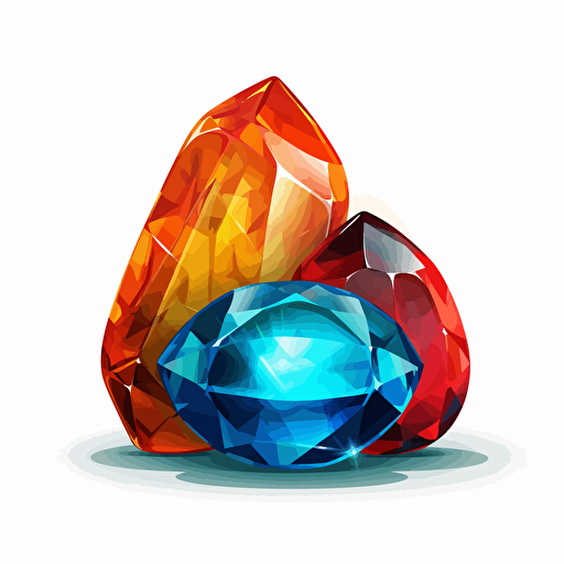 a vector image of 3 stylized gemstones overlapping