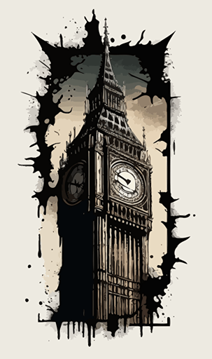 big ben, vector sticker style, white background, epic,