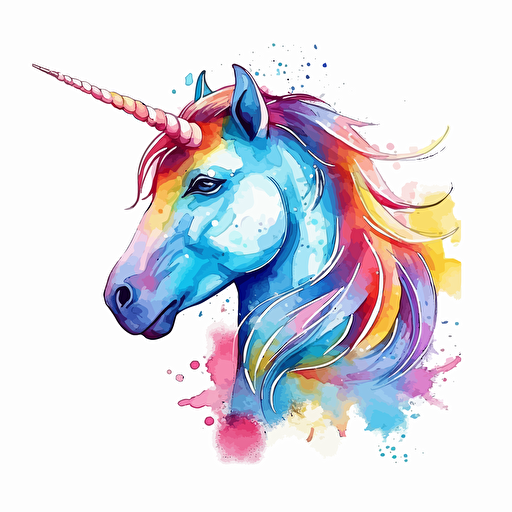beautiful waterolor design of unicorn and rainbow, vector