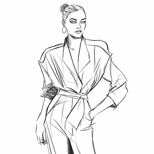 vector black and white line drawing fashion corporate logo for a fashion company. A strong continuous line black and white ink line drawing hyper-minimalist logo style. white background. balenciaga style