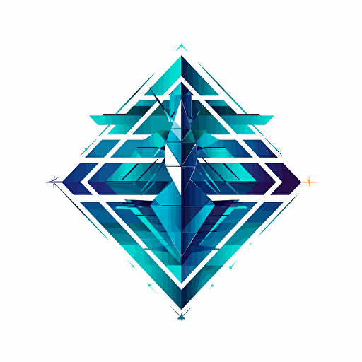 The technology company logo is composed of triangles and squares, with blue and Peacock blue colors, vectors,hd
