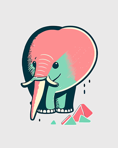 elephant watermelon hybrid, minimalistic, retro aesthetics, vector image, sticker, pastel pantone colors, white background