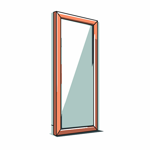 Simplified flat art vector image of a long rectangle-shaped mirror on white background 3