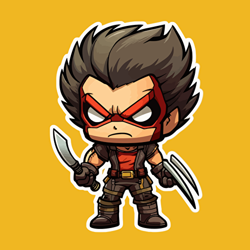 cute chibi wolverine sticker vector hq art