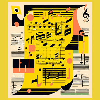 yellow Coherent vectorized cartoon sheet music ，color block