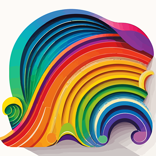 gay rainbow, Sticker, Lovely, Tertiary Color, Algorithmic art, Contour, Vector, White Background, Detailed