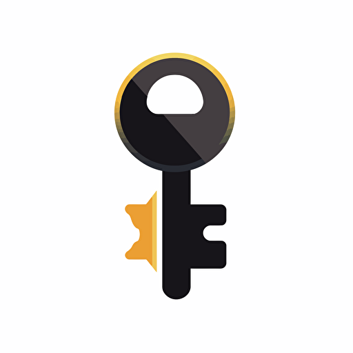 cybersecurity key icon, flat vector art, white background, no lettering, no image noise