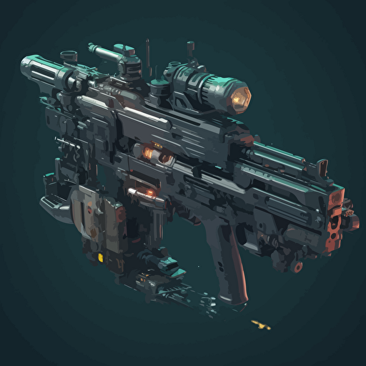 cyberpunk vector-4 machine gun, put together with spare parts and scrap lying around