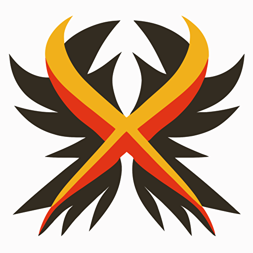 flat vector logo of an X from 2 dragon tails
