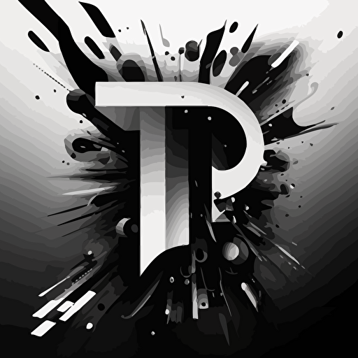 vector style black and white letter “T” modern