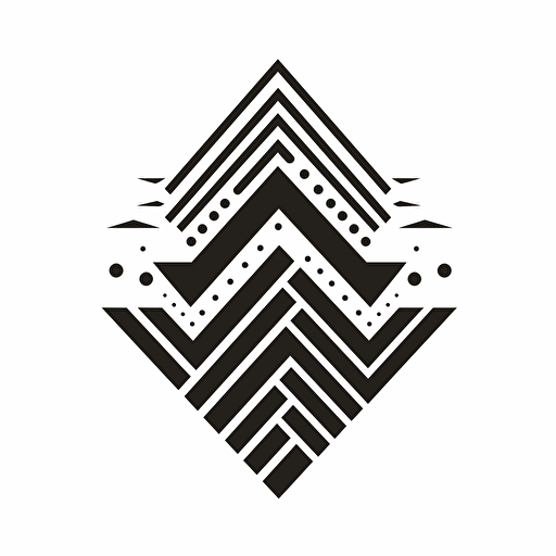 retro , pictorial , pixel iconic logo of upward diagonal arrow showing upward trends in an hexagon , black vector, on white background