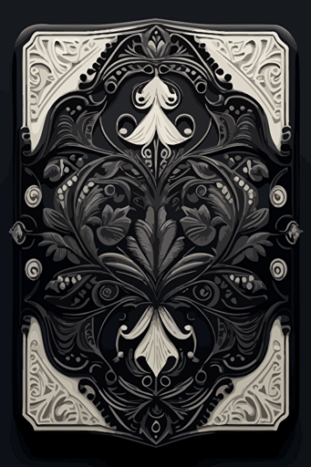 Design a black and white symmetrical playing card back in the style of ornate Victorian and mechanical design. The card back should have a unique design, with elements of symmetry and repetition, Flat with no shadow, no script, while still maintaining a cohesive look and feel throughout the deck. The overall design should evoke a sense of imagination and adventure, suitable for use in both casual and formal card games. The final product should be high-quality, vector artwork, suitable for printing on standard playing cards.