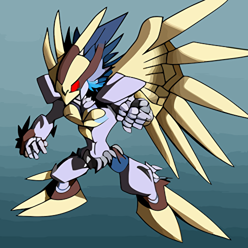 beelzemon from Digimon, vector, sketch, hand paint