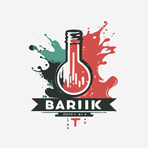 Logo that incorporates art elements, paint brush and a laboratory elements Vector, 2d, minimalistic