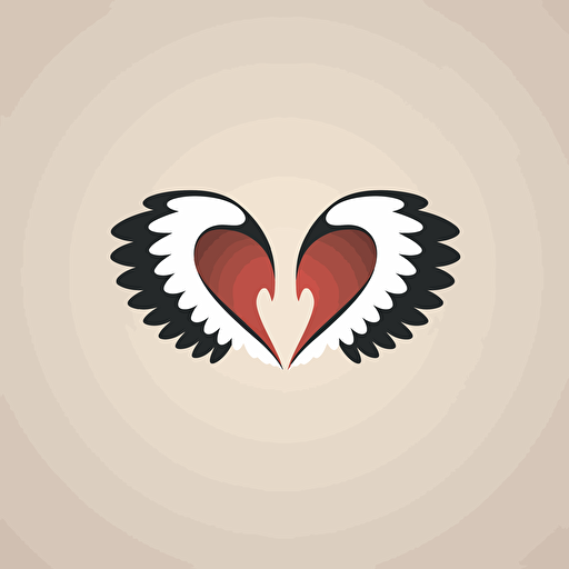 web logo of two wings that create a heart shape at the center, simple, vector, no shading detail, in the style of minimalism, symmetry, bauhaus