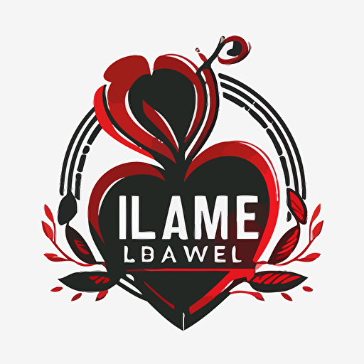 Logo for a music artist named BlameLove. Simple. pictorial mark. red and black. no letters. white background. vector.