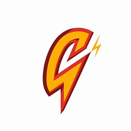 flat vector of the letter q with a lightning bolt where all the edges are smooth with a white background