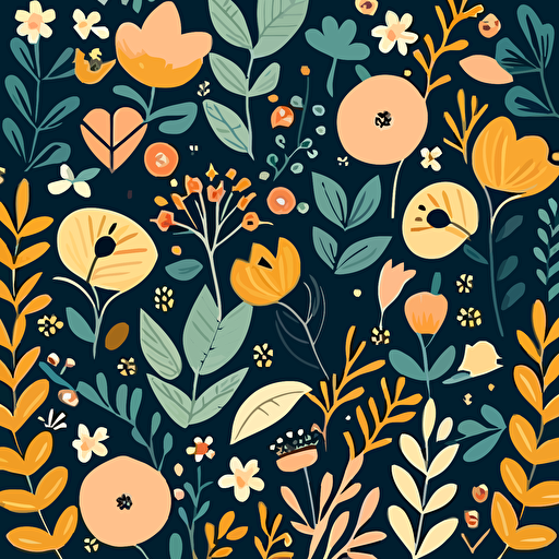 floral print pattern, vector, flat colors
