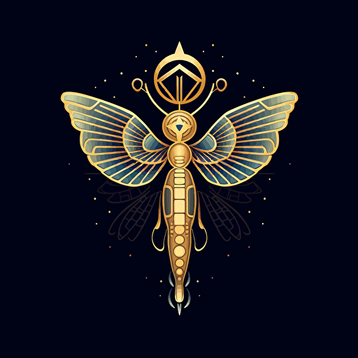 gold color Ankh, eye of Ra, scarab pattern, vector art, 2d minimal