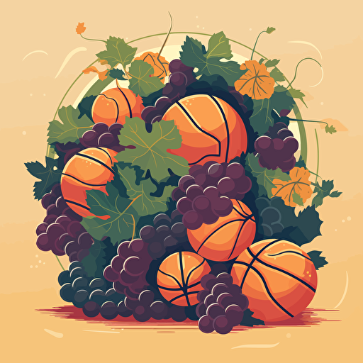 a vector illustration of a bunch of grapes but the grapes are actually basketballs