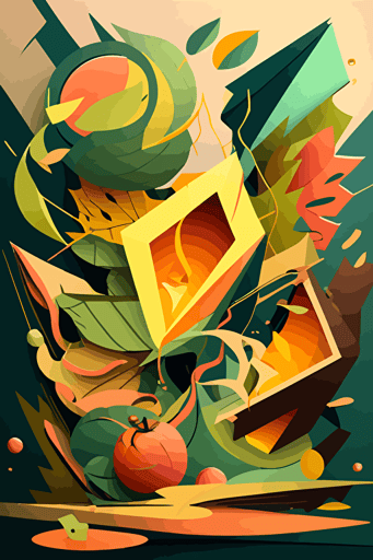 mango and hops explosion, inferno, cubist painting, Neo-Cubism, layered overlapping geometry, art deco painting, Dribbble, geometric fauvism, layered geometric vector art, maximalism; V-Ray, Unreal Engine 5, angular oil painting, DeviantArt