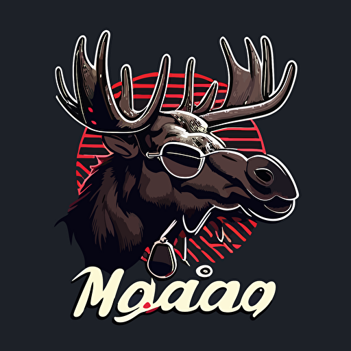 vector art logo moose wearing sunglasses and smoking a cigarette