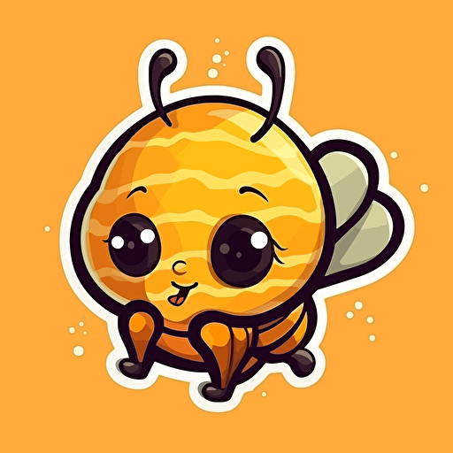 Honey Bee, Saturday Morning Cartoon Style, Sticker, Vector