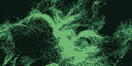 cartoon style vector green and yellow nebulas on a black background