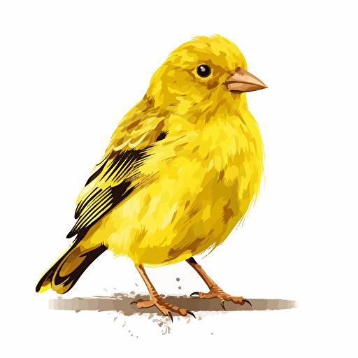 Canary bird looking straight in the camera, white bg, vector