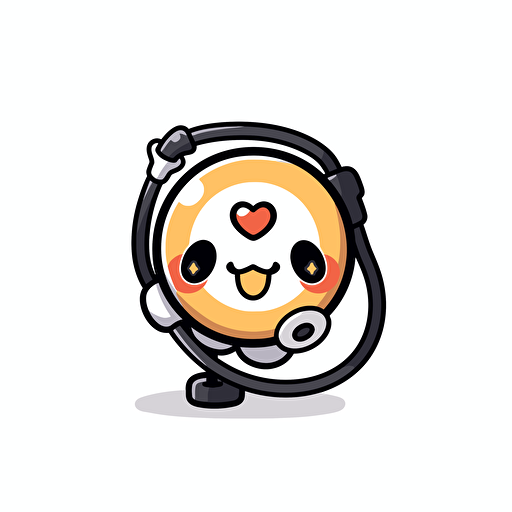 A simple sketch crypto currency coin emoji with smile face and stethoscope, very dynamic logo white background vector