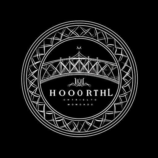 minimalist, modern logo for howrah bridge of kolkatta in white vector ,black background style