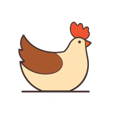 a chicken laying an egg