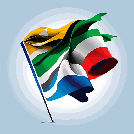 flag on a pole waving in the wind 3colored vector