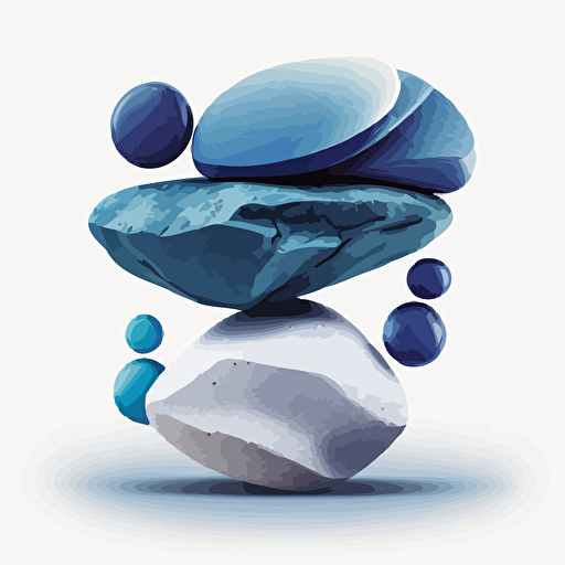 blue stone, vector illustration, white background, balanced asymmetry