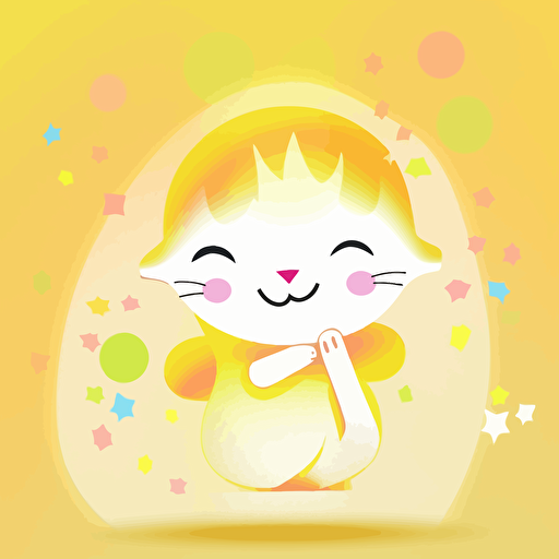 black, multicolor child illustration, big, vector, background white, cat, littlr cat, light yellow, smile, happy, joy, child 6144x6144