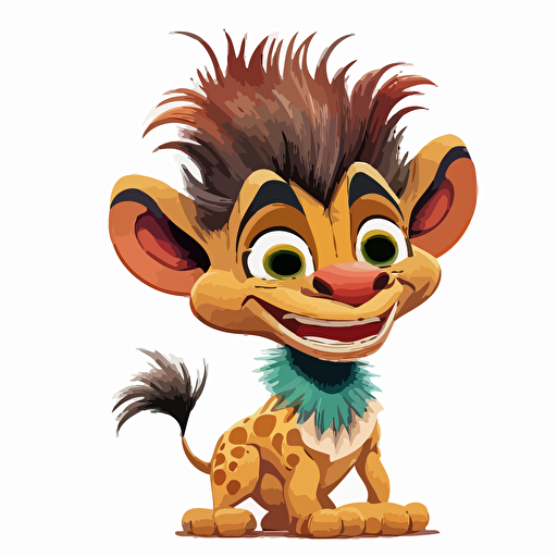 A saturated colorfull baby fur ozymandias, goofy looking, smiling, white background, vector art , pixar style