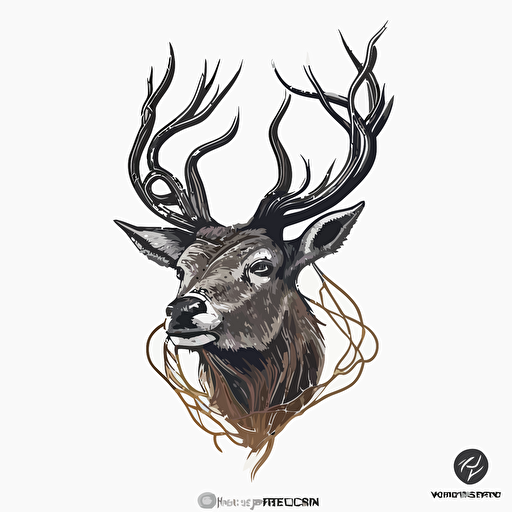 vector logo of a wide roped deer head, white background