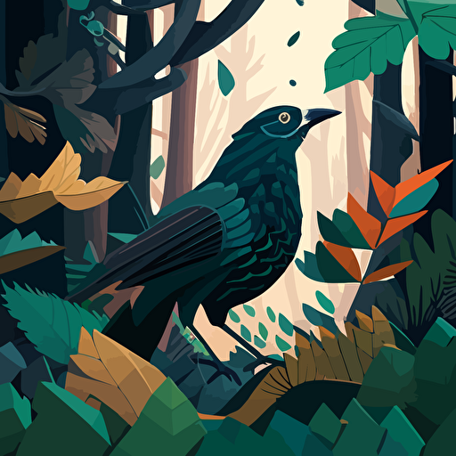 vectorial bird in a forest