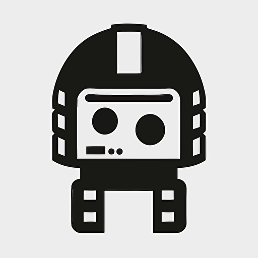 robot helmet icon, similar to to discord.com logo, flat, vector icon, symmetric shapes, from the front, symmetric, super simple and minimalistic, logo, black and white, minimal, monochramic