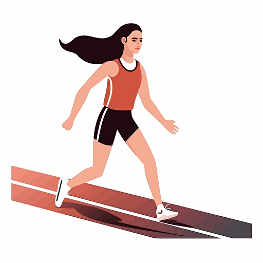 create an illustration of a girl running on a running track vector, isolated image, flat style, minimalistic, white background