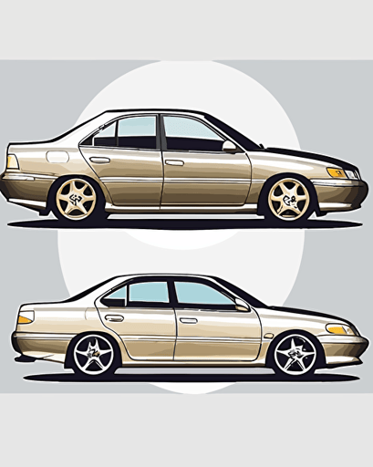design on clear background, 1999 toyota camry sedan design, Flat illustration style vector format