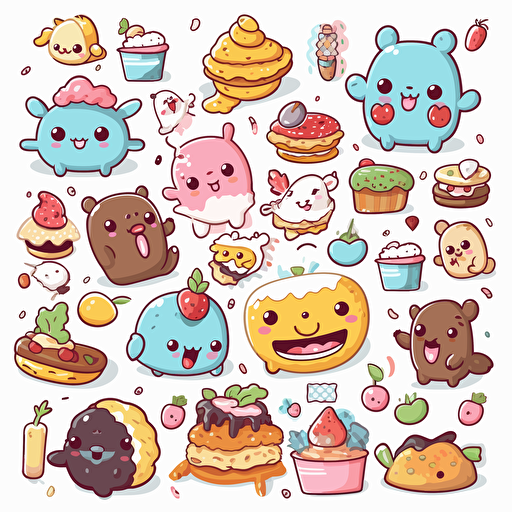 cute, detailed, cartoon style, 2d clipart vector, creative and imaginative, hd, white background